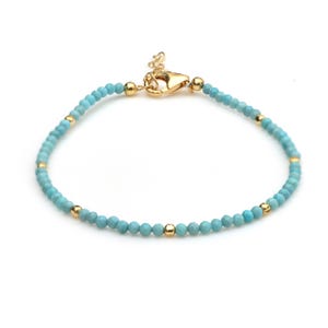 Natural Turquoise Beaded Bracelet, 925 Sterling Silver Gold Filled Handmade Jewelry, Adjustable Tiny Beads Stacking Bracelet, Gift For Her