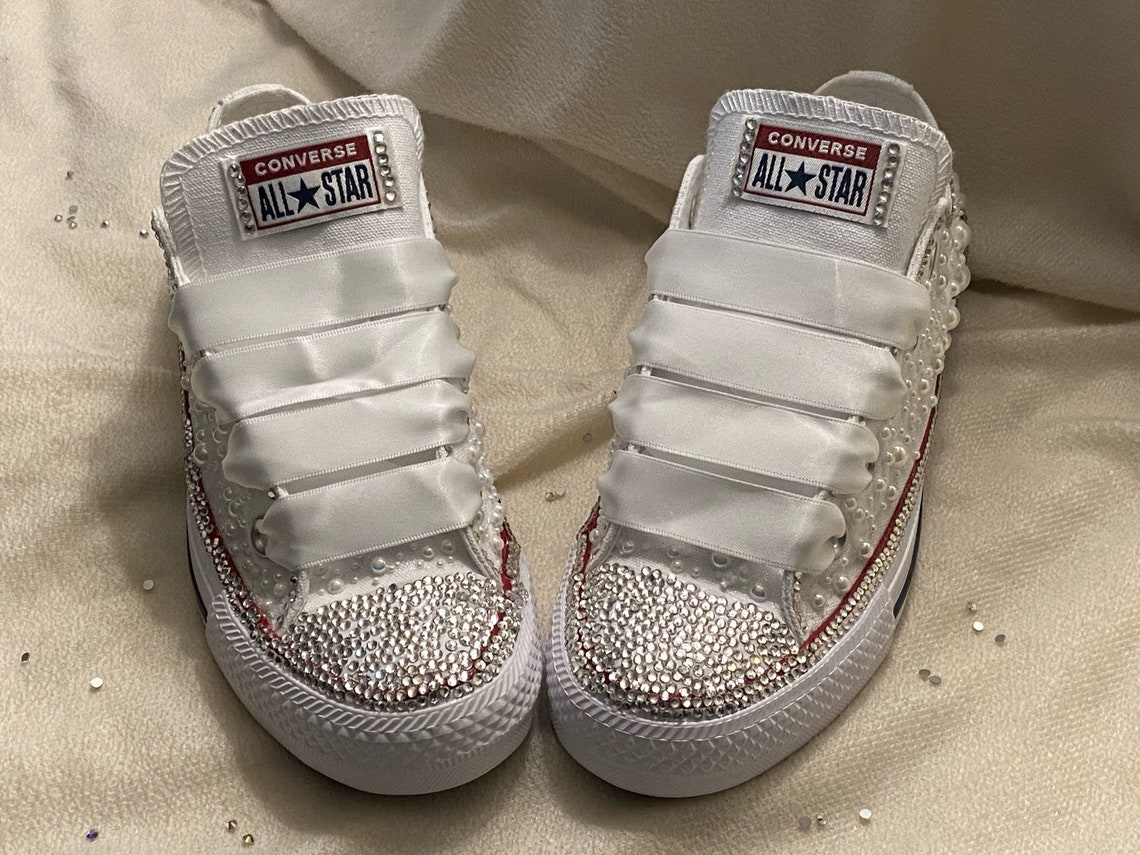Chucks and Pearls Bling Chucks Wedding Converse Women Etsy
