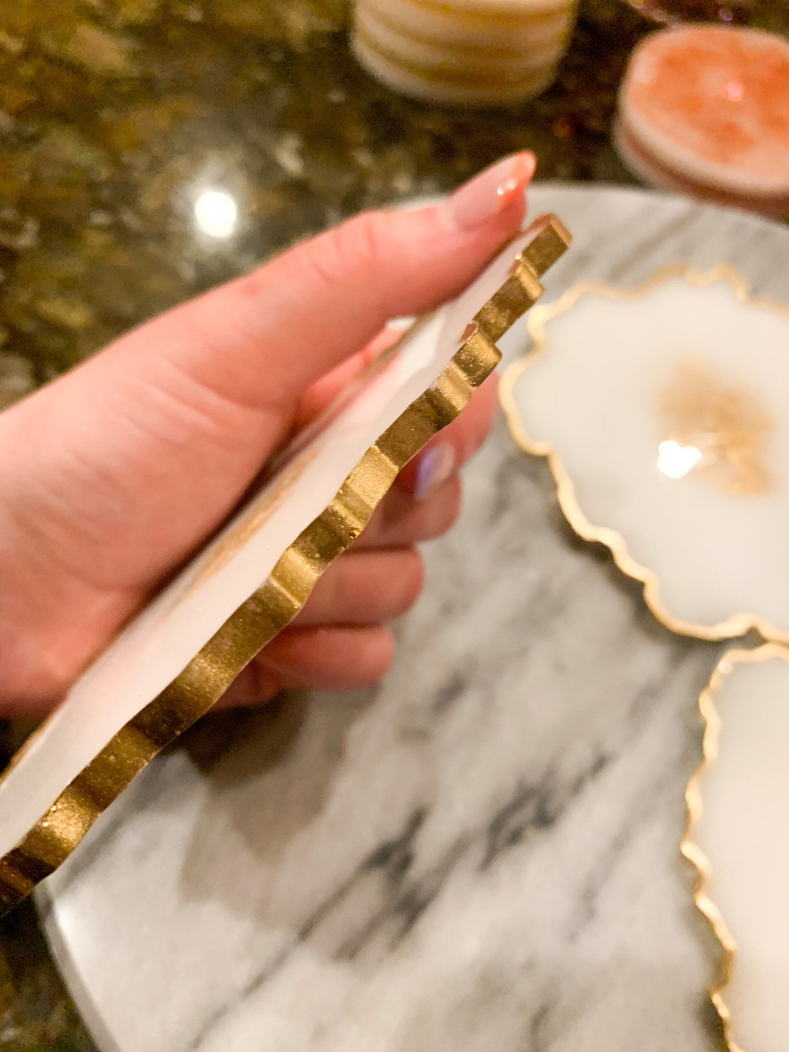 Resin Gold Leaf Coasters with Gold Leaf Edge Trimming Etsy