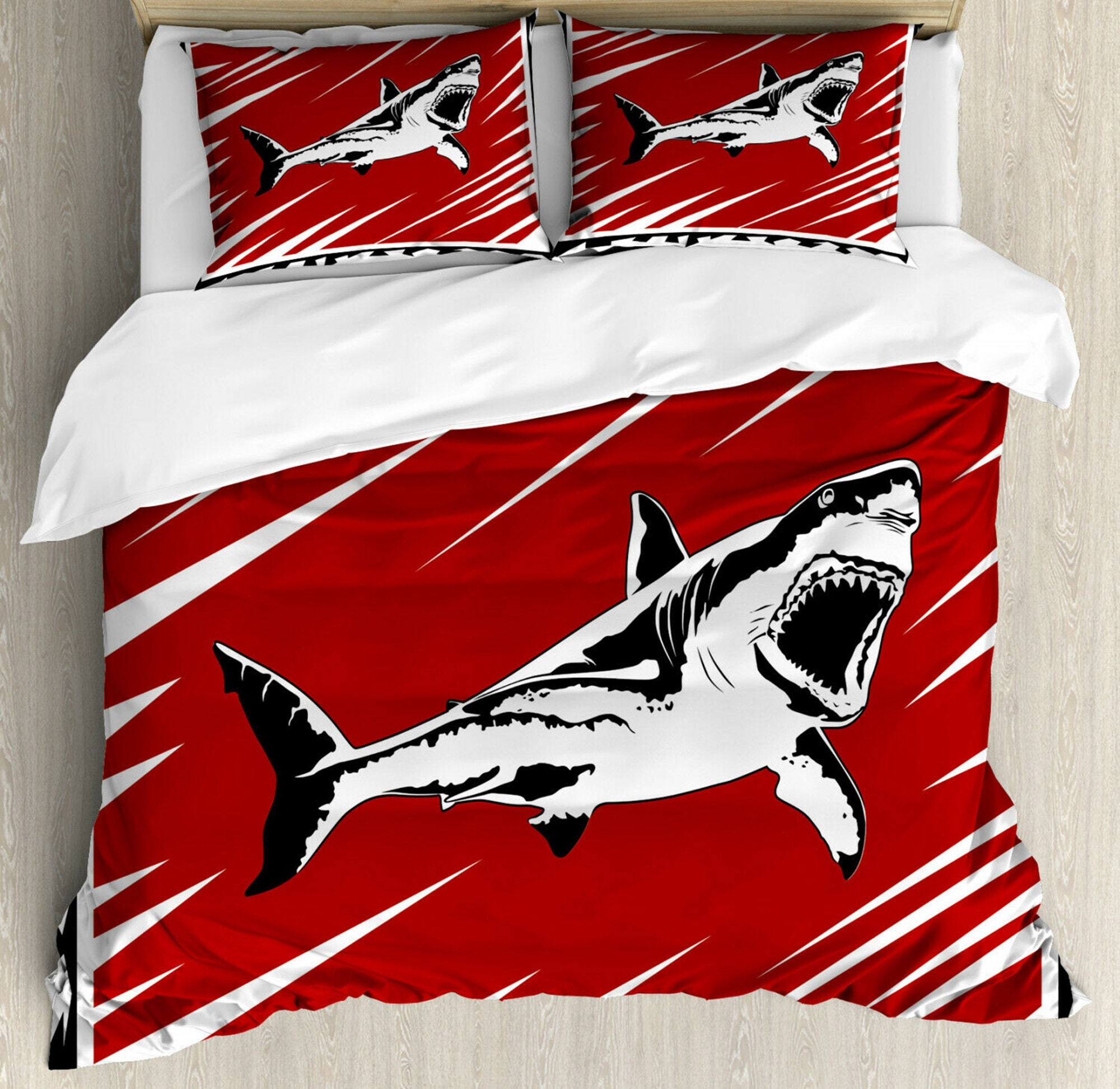 Shark Duvet Cover Set with Pillow Shams Killer Ocean Creature Etsy