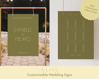Customizable Wedding Stationery | Welcome Sign | Seating Chart | Digital Download | Printable | Minimal + Modern | Classic & Elegant