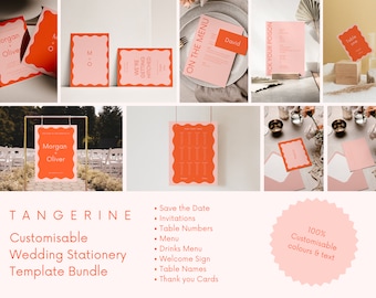 Customizable Wedding Stationery Suite Design Template | Digital Download | Printable | Minimal + Modern | Colorful + Funky