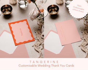 Wedding Thank You Cards | Customisable Template | Digital Download | Printable | Minimal + Modern | Colorful + Funky