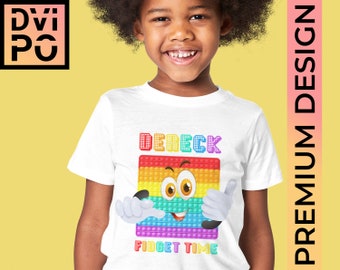Personalized Rainbow Pop Fidget SVG, Custom Birthday Shirt Design (Digital File)