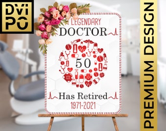 Doctor Retirement Poster, Personalized Medical Retirement Party Sign, Legendary Doctor Retirement, Healthcare Retirement, Digital Download