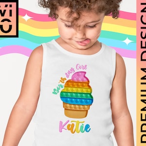 Regenbogen Eis Pop Bubble Zappeln Spielzeug SVG/PNG Dateien, personalisierte Geburtstag, Regenbogen Pop Shirt, Geschenkidee für T-Shirts, digitale Datei
