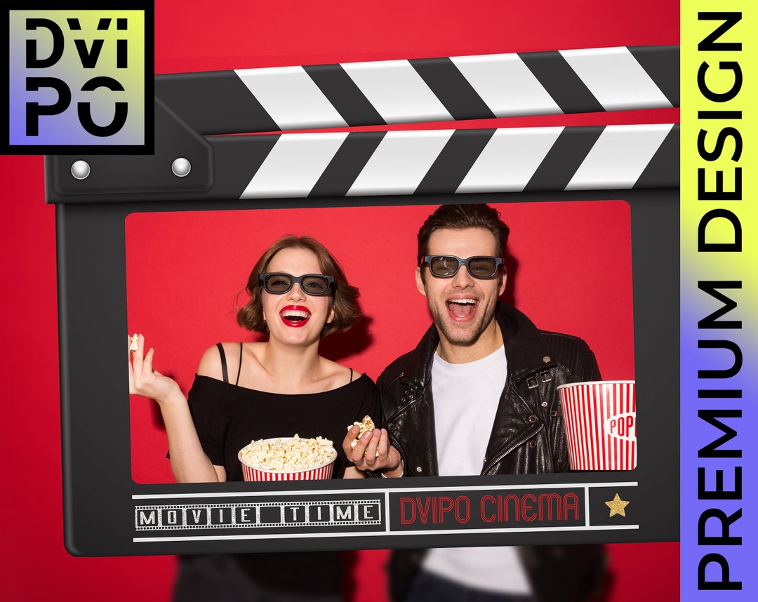Cinema Movie Night Party Photo Booth Frame Clapperboard, Film Festival
