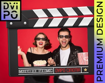 Cinema Movie Night Party Photo Booth Frame Clapperboard, Film Festival, Movie Take Board, Action Prop, Movie Time Birthday, Digital File