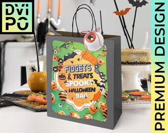 Halloween Treat Bag Printable, Kids Halloween Party Favor Bag, Spooky Candy Bag Tag, Trick or Treat Favor, Digital Download