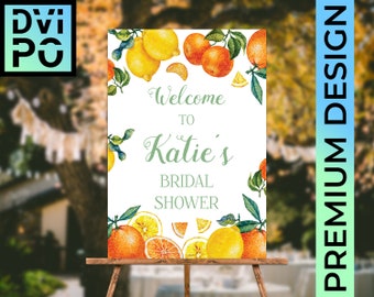 Lemon Bridal Shower Welcome Sign, Citrus Bridal Shower Poster, Summer Lemon Theme Bride to Be Party Decoration, Shower Decor, Digital File