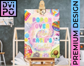Fidget Birthday Party Welcome Sign, Tie Dye Kids Birthday Poster, Bubble Fidget Toy Theme, Rainbow Sensory Party Decor, Digital File