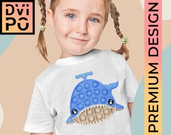 Whale Fidget Toy SVG PNG Files, Kid's Shirt Design (Digital File)