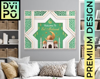 Eid Mubarak Welcome Sign, Ramadan Party Decor Poster, Eid Al Fitr Celebration Sign, Islamic Holiday Decor, Digital Download