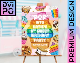 Fidget Birthday Party Poster, Bubble Fidget Toy Sweet Treat Birthday Sign, Rainbow Candy Kids Party Decor, Ice Cream Donut Theme, Digital
