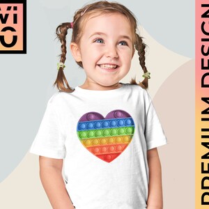 Pop Bubble Fidget SVG/PNG Dateien, Rainbow Push Fidget, Simpl Dimple Heart, Rainbow Pop Shirt, Geschenkidee für T-Shirts Taschen, Digitale Datei