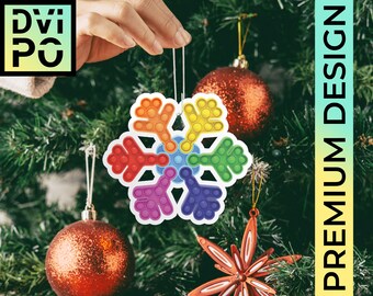 Christmas Ornament Tag Printable, Fidget Toy Gift Tag, Kids Christmas Party Favor, Snowflake Ornament Tag, Holiday Printable