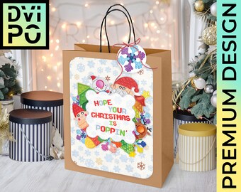Christmas Treat Bag Printable, Kids Christmas Party Favor Bag, Holiday Goody Bag, Christmas Gift Bag Tag, Digital Download