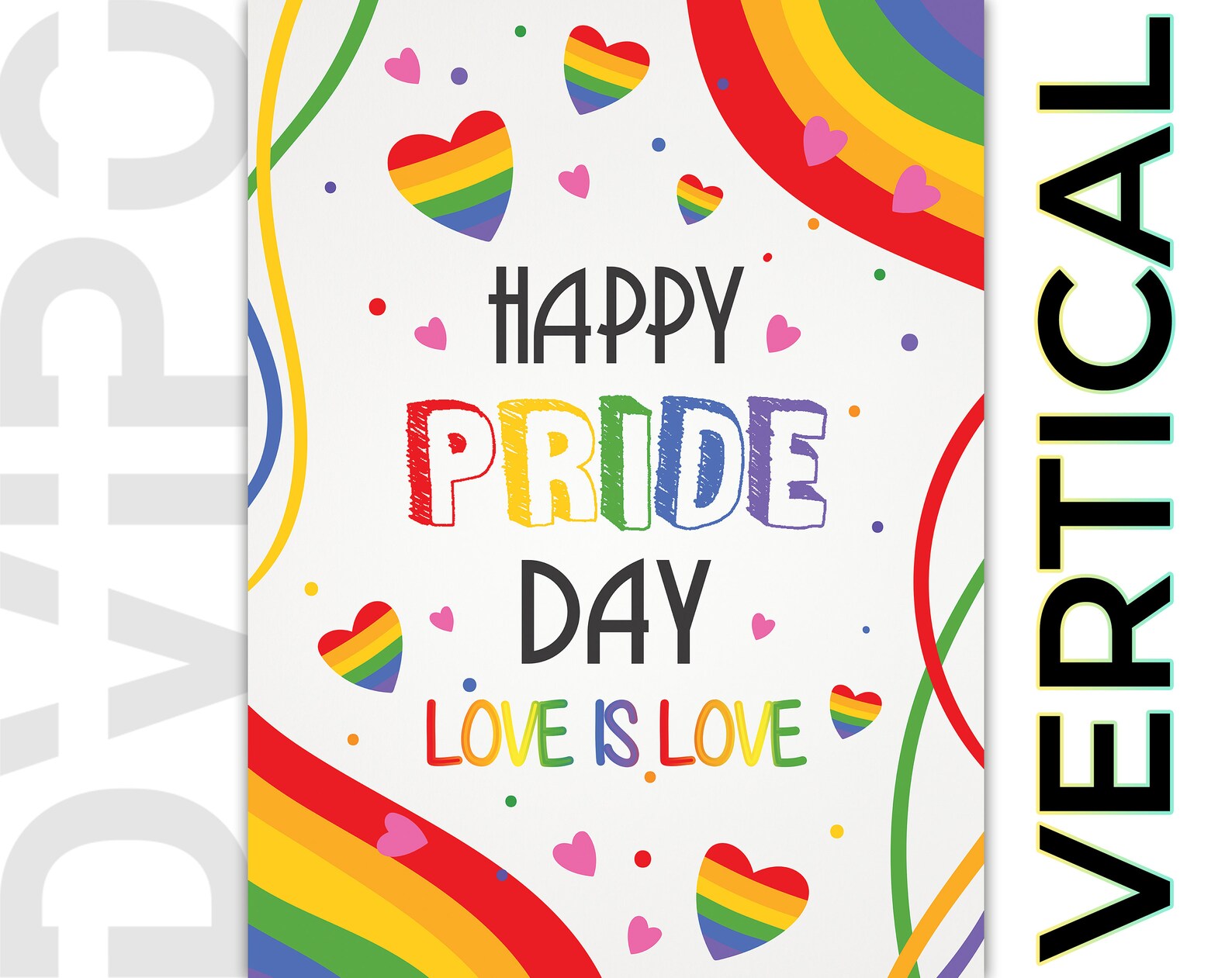 Happy LGBTQ Pride Day Celebration Poster With Rainbow Ribbon, Love is ...