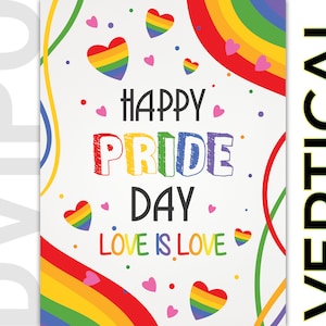 Happy LGBTQ Pride Day Celebration Poster With Rainbow Ribbon, Love is ...