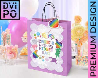 Fidget Birthday Party Goody Bag Label, Bubble Fidget Toy Favor Bag Tag, Kids Party Favor Treat Bag Decor, Rainbow Birthday Party, Digital
