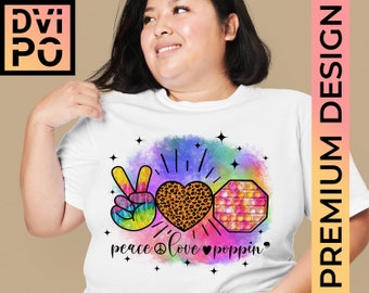 Peace Love Poppin SVG PNG, Tie Dye Fidget Toy Design (Digital File)