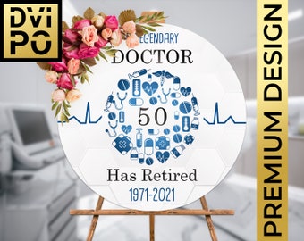 Legendary Nurse Retirement Celebration Personalized Party Round Poster, Happy Nurse Retirement, Thank you Doctor, Printable Digital File