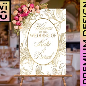 Royal Leafs Hochzeit Ovales Poster in Luxus Gold und Smaragd, Ideen Hochzeit, Jubiläum, Luxus Design, digitale Datei