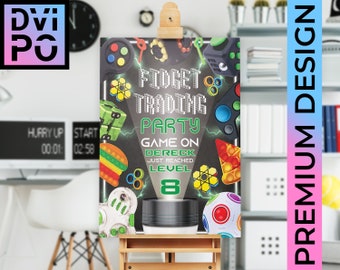 Fidget Trading Party Welcome Sign, Bubble Fidget Toy Birthday Poster, Sensory Toy Kids Party Decor, Game On Birthday Theme, Digital File