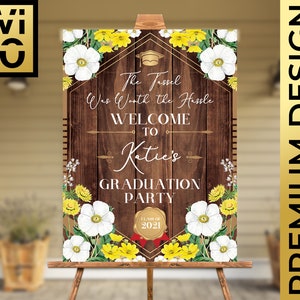 Rustic &#39;&#39;The Tassel was Worth the Hassle&#39;&#39; Graduation Party Poster, Grade Certificate, Class of 2022, Grad Party Decor Ideas, Digital File