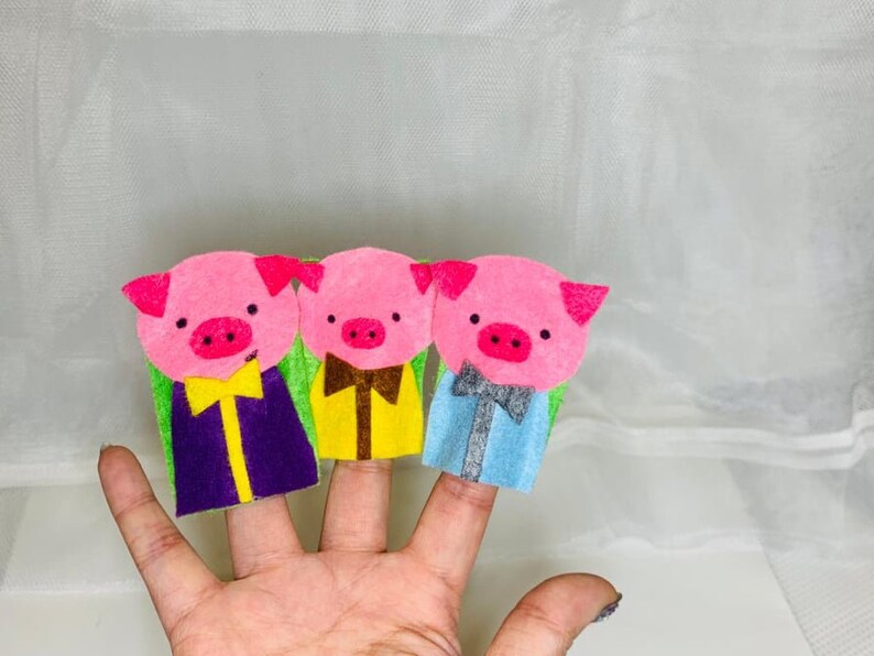 Finger Puppetsthe Three Little Pigsgift for Kidsfelt Etsy Canada
