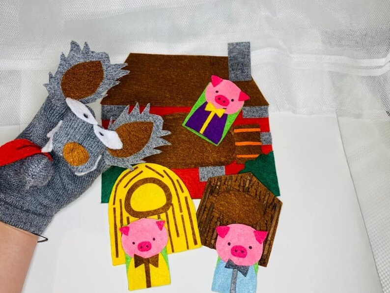 Finger Puppetsthe Three Little Pigsgift for Kidsfelt Etsy Canada