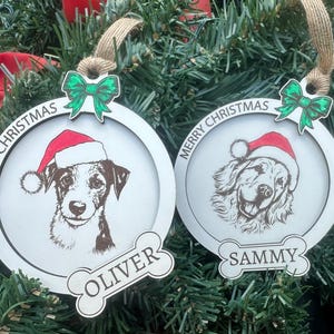 Ornement de chien personnalisé patte de père Noël