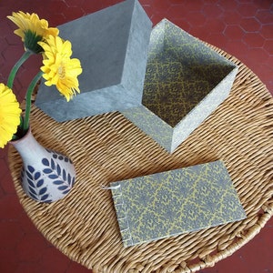 Cartonaje artístico, caja de almacenamiento decorativa, caja cuadrada, caja de papel hecha a mano, caja de joyería, caja de accesorios para el cabello.
