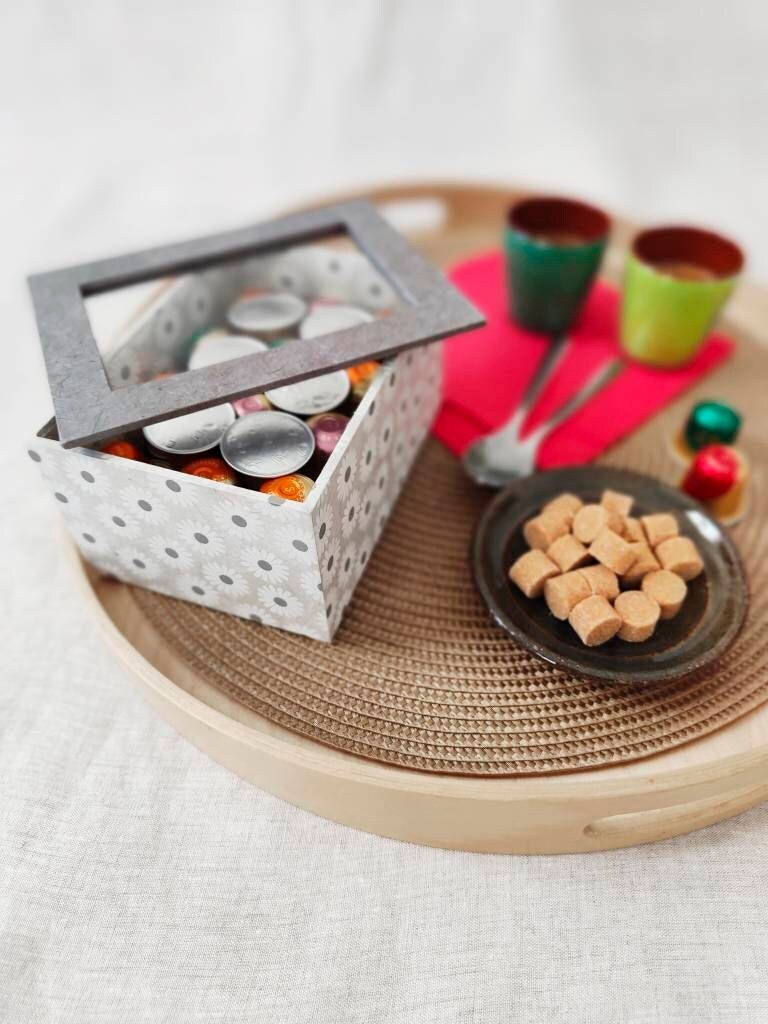 Boîte à Thé, Boîte Capsules de Café avec Couvercle Amovible en Verre