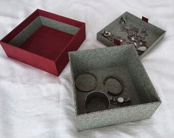 Decorative storage box, square box, box cardboard with Nepalese paper, jewelry box, hair accessories box,