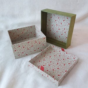 Caja de almacenamiento decorativa, caja cuadrada, caja de cartón con papel nepalí, joyero, caja de accesorios para el cabello,