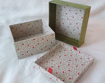Decorative storage box, square box, box cardboard with Nepalese paper, jewelry box, hair accessories box,