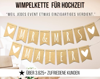 Pennant chain wedding with name, garland wedding with name - wedding decoration party garland made of brown kraft paper, wedding garland 401