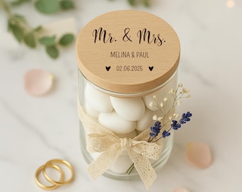 Personalized storage jar for weddings, personalized engraved storage jar, wedding gift, guest gift, money gift, bride and groom gift