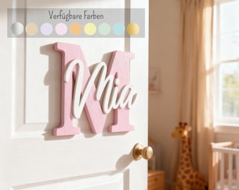 XXL wooden door sign personalized with name, name plate for children's room, wooden lettering, decoration, wall decoration, wooden sign