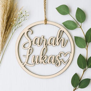 Personalized Mother&#39;s Day gift names made of wood - name ring - wall decoration - gift - wedding - anniversary - gift for the bride and groom