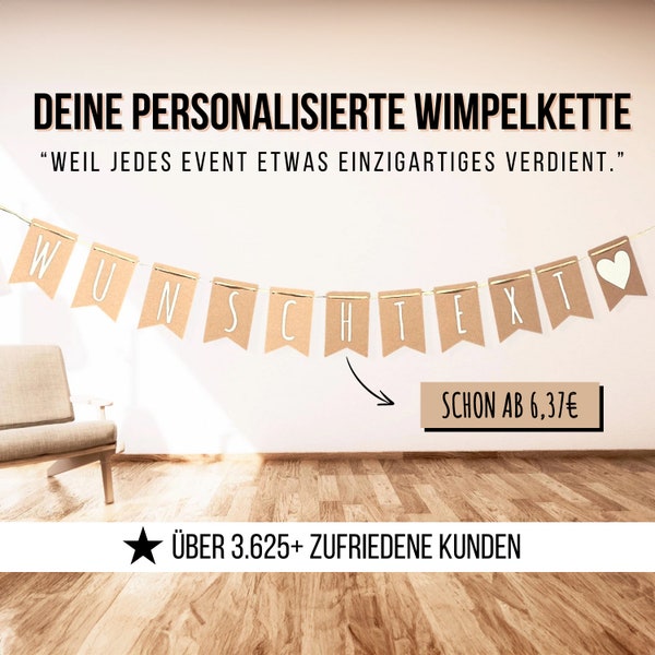 Wimpelkette personalisiert, Muttertags Geschenk für Mama, Girlande Taufe personalisiert - Konfirmations Deko, Party Wimpelkette Hochzeit