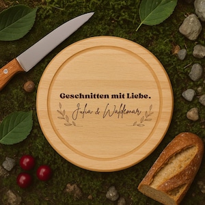 Wedding gift personalized snack board, housewarming gift – breakfast board with engraving – gift wooden board name – kitchen love heart