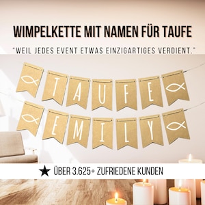 Catena di gagliardetti battesimo con nome, ghirlanda battesimo con nome - decorazione battesimo ghirlanda festa in carta kraft marrone, decorazione battesimo 401