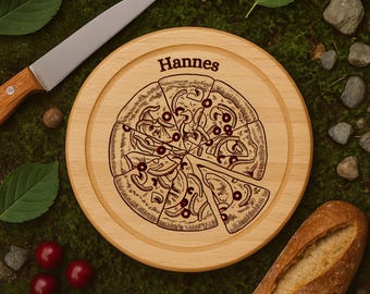 Personalized pizza board with engraving – snack board pizza motif – gift for men – wooden board kitchen name – pizza gift personal