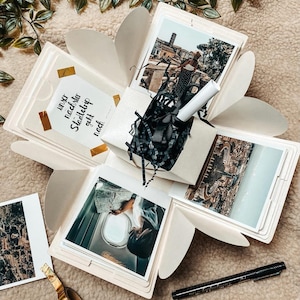 Explosionsbox Valentinstag Geschenk Geburtstag Creme-Weiß, Geschenkbox, personalisiertes Geschenk Freundin, Hochzeitsgeschenk 301