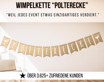 Wimpelkette Polterecke, Party Girlande Polterecke Schrift - Polterecke Deko Party Girlande aus braunem Kraftpapier, Polterecke Deko