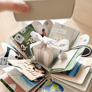 Explosionsbox Geburtstagsgeschenk Creme-Weiß, Geschenkbox, Geschenk für Freundin, Hochzeitsgeschenk, personalisiertes Geschenk Freundin Bild 6