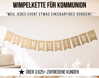 Communion pennant banner – Kraft paper garland with lettering – Communion decoration for girls & boys – Church, celebration, Communion party decoration 401