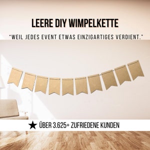 Wimpelkette DIY Braun, Girlande DIY, leere unbedruckte Wimpel Deko Party Girlande aus braunem Kraftpapier, Konfirmation Deko, Taufe Bild 1